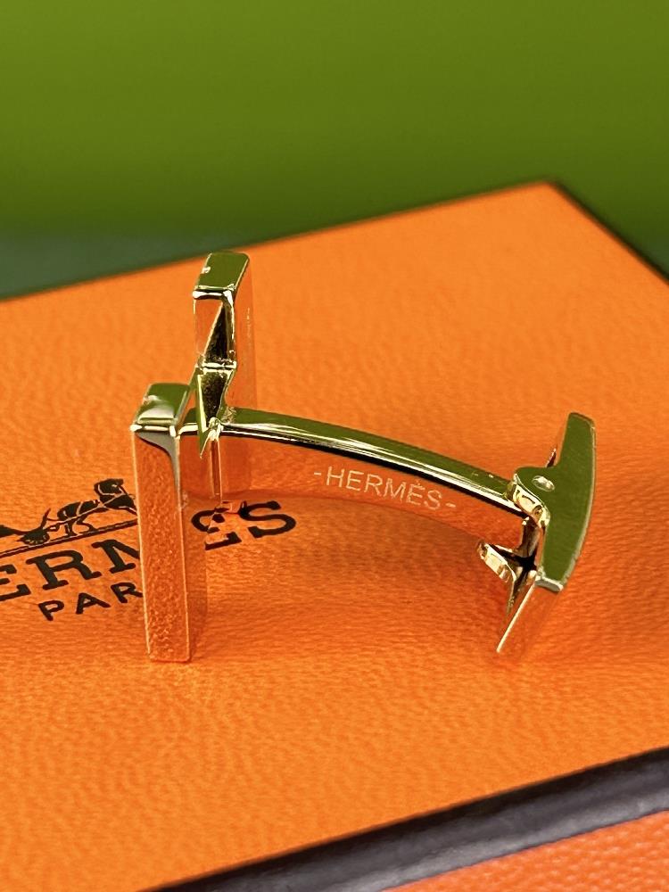 SOLD VIA BUY IT NOW PLEASE DO NOT BID-Hermes Paris Gold "H" Gent`s Cufflinks - Image 3 of 5