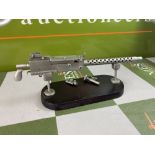 SOLD VIA BUY IT NOW- PLEASE DO NOT BID-Large Vintage Pewter Display of a Machine Gun Model