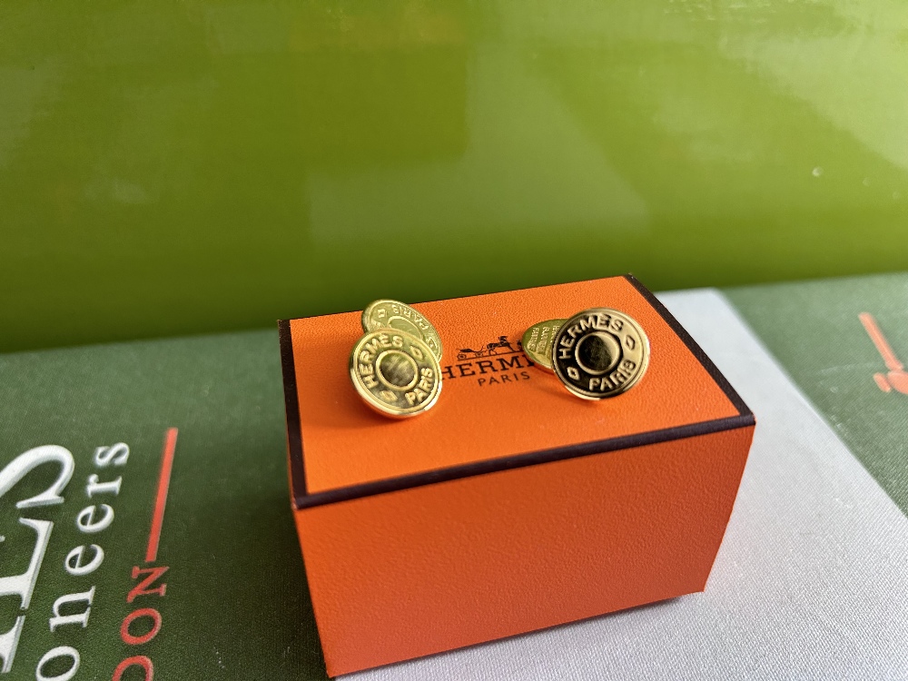 Hermes Paris Gold Bijouterie Fantaisie Cufflinks - Image 4 of 4