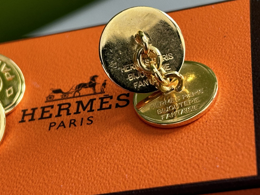 Hermes Paris Gold Bijouterie Fantaisie Cufflinks - Image 3 of 4