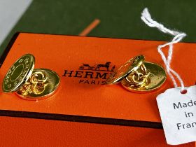 Hermès Paris Bijouterie Fantaisie Gold Plated Cufflinks