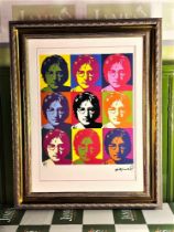 Andy Warhol-(1928-1987) "9 Face Lennon" Numbered Lithograph
