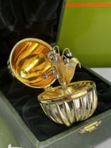 Fabergé Solid Silver & Gold Plate Egg With Diamond Lily Of The Valley Brooch