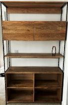 West Elm Mid Century Mango Wood Industrial Design Bookshelf/Cupboards