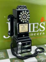 Wild & Wolf American Diner Style Phone Black Retro 1950s