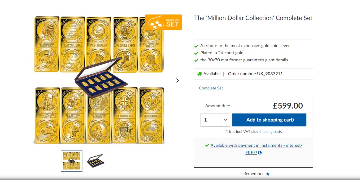 Windsor Mint " Million Dollar" Gold Bar 24 Carat Complete Set - Image 6 of 6