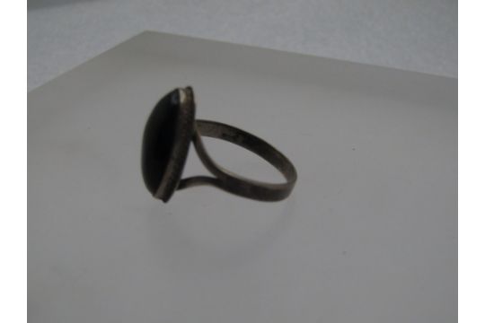 Vintage Sterling Jet Southwestern Ring, Sz. 7.25, 1960's-1970's - Image 3 of 6