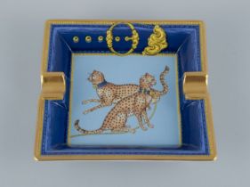 Porcelaine De Paris (décor - Chasses Royales). Hand Decorated Bowl With Cheetahs And Gold Decorat...