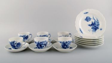 Royal Copenhagen Blue Flower Curved Coffee Service For Six People. 1960s. Model Number 10/1549.