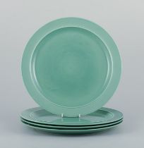 Royal Copenhagen, "4 All Seasons". A Set Of Four Dinner Plates In Faience With Green Glaze.