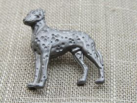 Vintage Pewter Dog Tack Pin. Possibly Dalmation. 1.25"