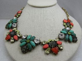 Vintage Rhinestone Multi-Color Drop Necklace, Stella & Dot, 21"