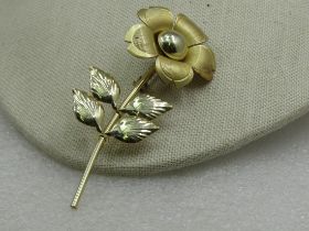 Vintage Long Stem Floral Brooch, 1960's-1970's, 3.5"