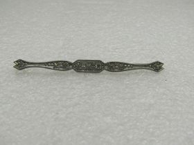 Vintage Sterling Rhinestone Bar Brooch, Art Deco 1920's-1930's