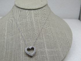 Vintage Rhinestone Heart Slide Pendant Necklace, 16"