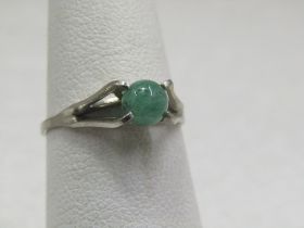 Vintage Sterling Jade Ring, Sz. 6, 1970's-1980's, Signed