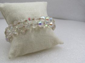 Vintage Auroa Borealis Crystal Beaded Coiled Bracelet