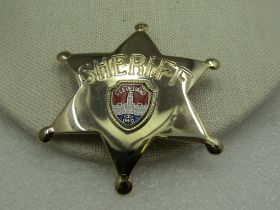 Vintage Enameled Cleveland Sherrif Badge Brooch, 2.75" Signed Fort