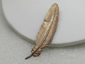 Vintage Gold Tone Feather Barrett, 1960's-1970's