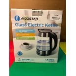 RRP £30.00 X1 boxed Aigostar chubby glass electric kettle 1.7ltr and 2200w