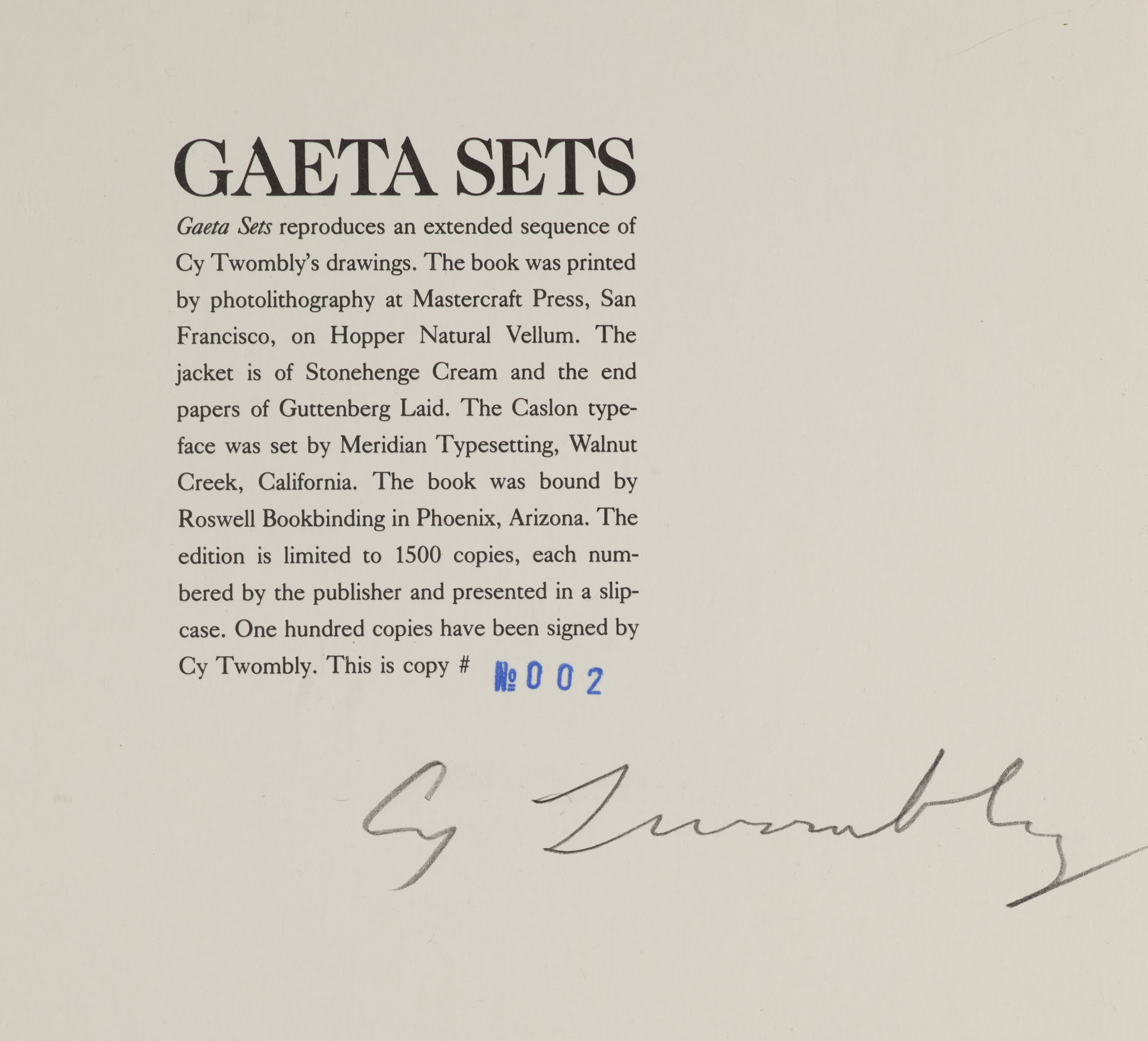 Twombly, Cy - - Cy Twombly. Gaeta - Image 3 of 3