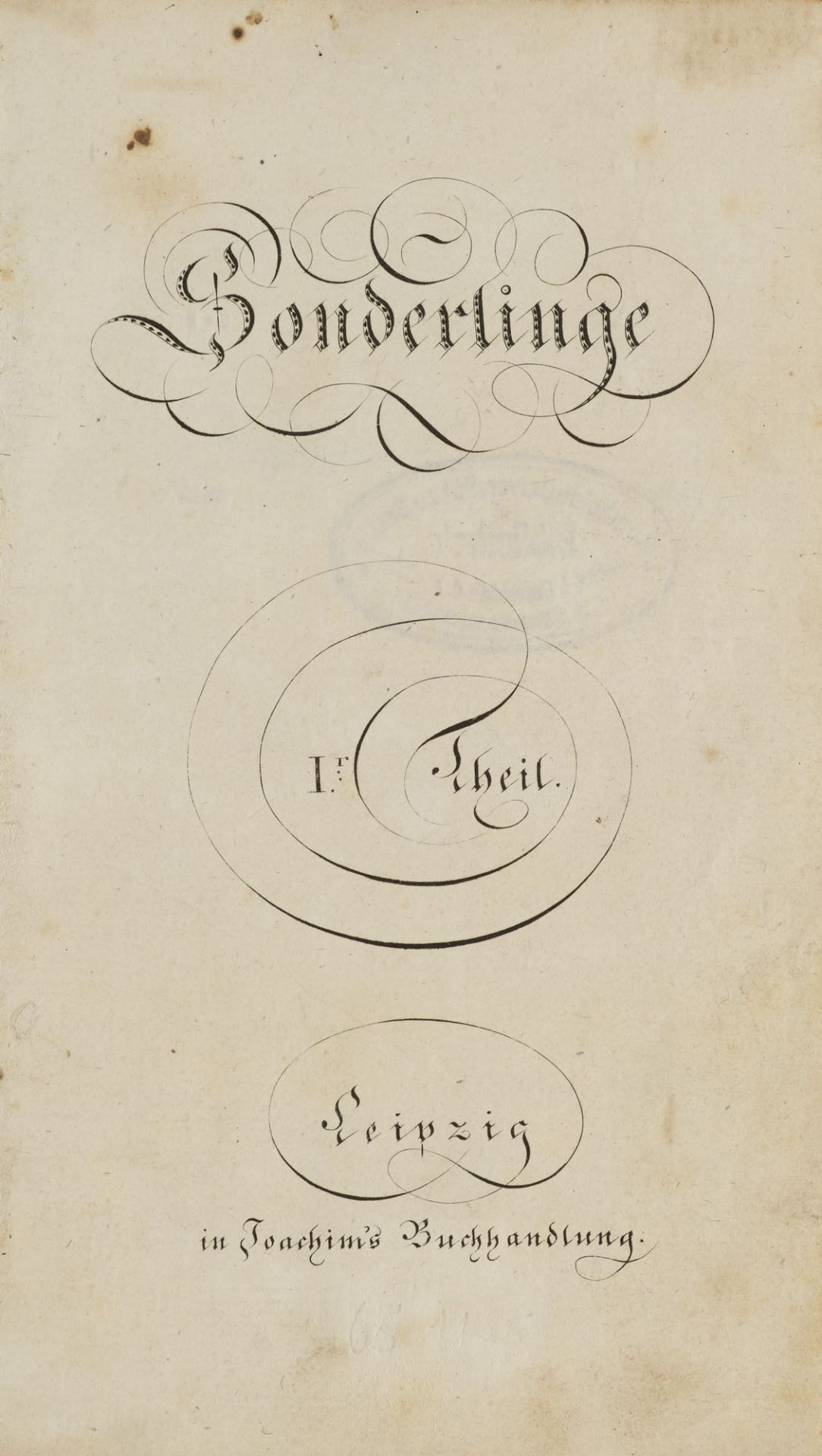 Sonderlinge. 2 Tle. in 1 Bd. Leipzig, Joachim's Buchhandlung, (1805). 1 Bl., 247 S. 1 Bl., 218 S.,