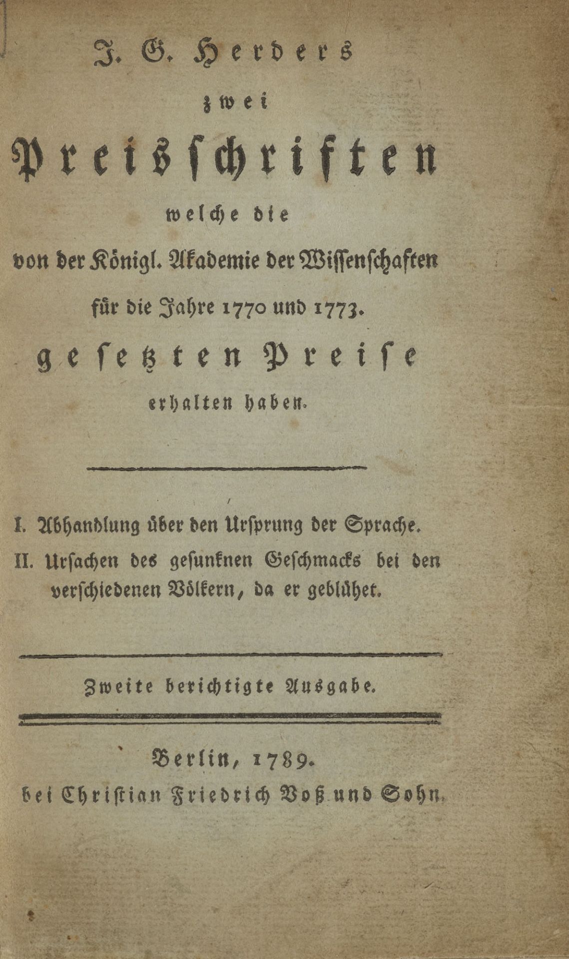 Johann Gottfried von Herder. Zwei