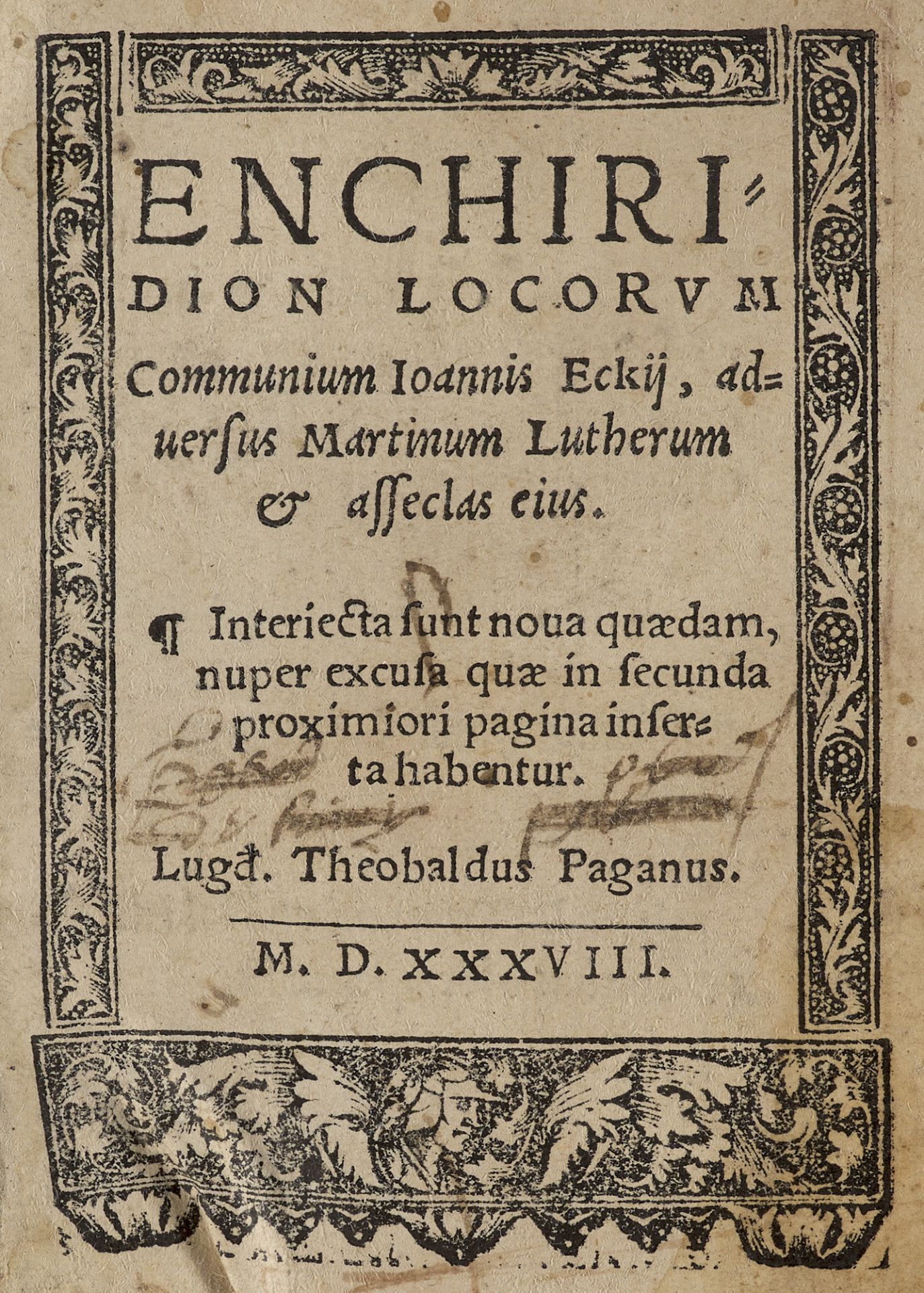 Johannes Eck. Enchiridion locorum