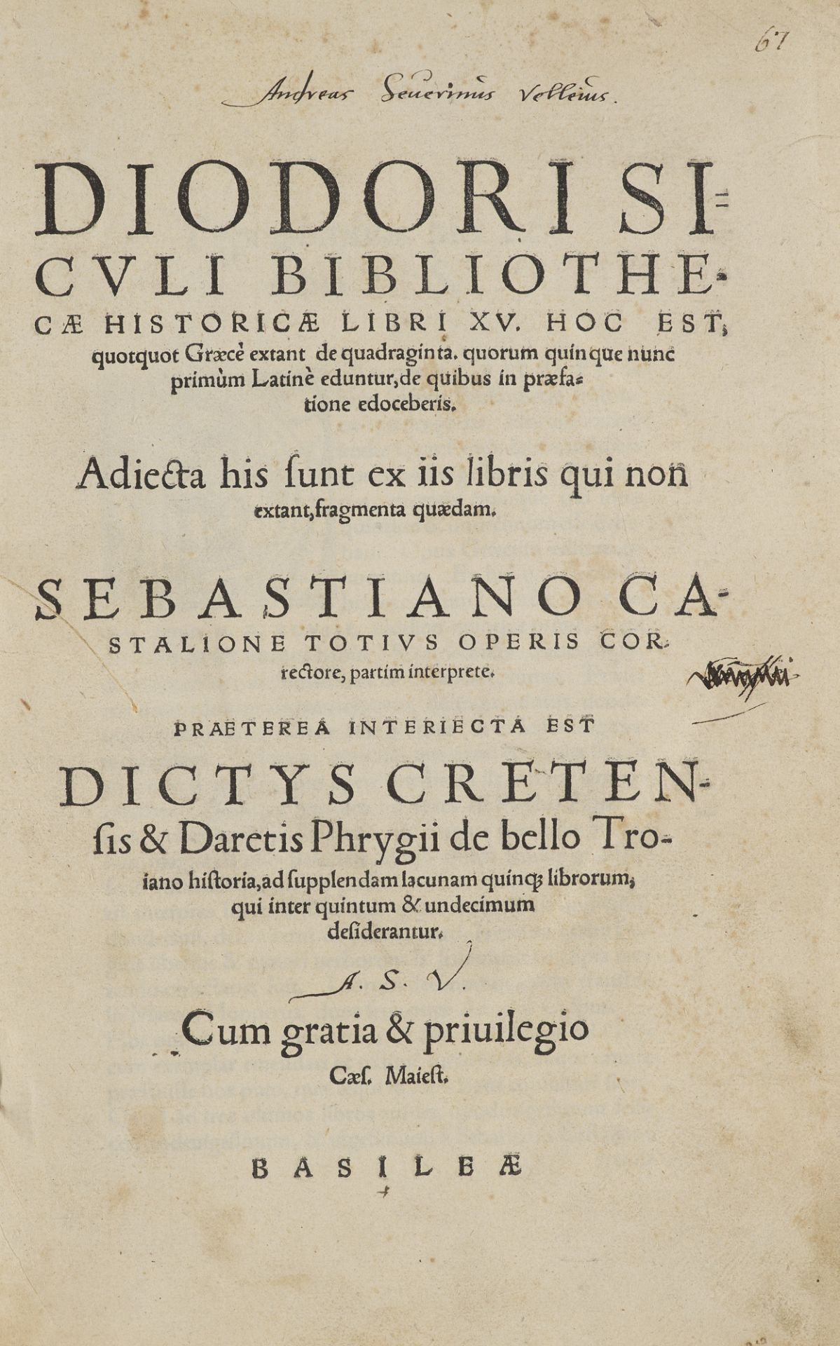 Diodorus Siculus. Bibliothecae