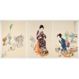 Chikanobu, Cleaning Day, Original Japanese Woodblock Print
