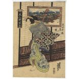 Eisen Keisaim, Kimono, Original Japanese Woodblock Print