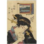 Eisen Keisai, Beauty, Original Japanese Woodblock Print