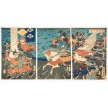 Sadahide, Great Battle, Original Japanese Woodblock Print