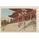 Hiroshi Yoshida, Temple Gate, Original Japanese Woodblock Print