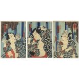Kunichika, Kabuki, Tattoo, Original Japanese Woodblock Print