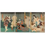 Toyokuni III, Kabuki Play, Ghosts, Original Japanese Woodblock Print
