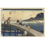 Hiroshige, Kakegawa, Original Japanese Woodblock Print