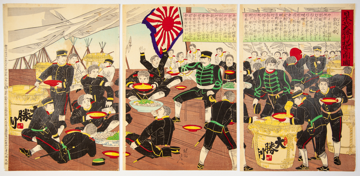 Victory of Japanese Army, Original Japanese Woodblock Print