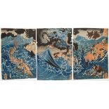 Kuniyoshi, Sea Storm, Original Japanese Woodblock Print