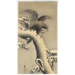 Koson Ohara, Eagle on Snow, Original Japanese Woodblock Print