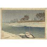 Hasui Kawase, Snow Scene, Original Japanese Woodblock Print