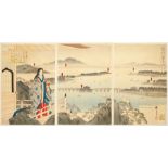 Hiroshige III, Ishiyama, Original Japanese Woodblock Print