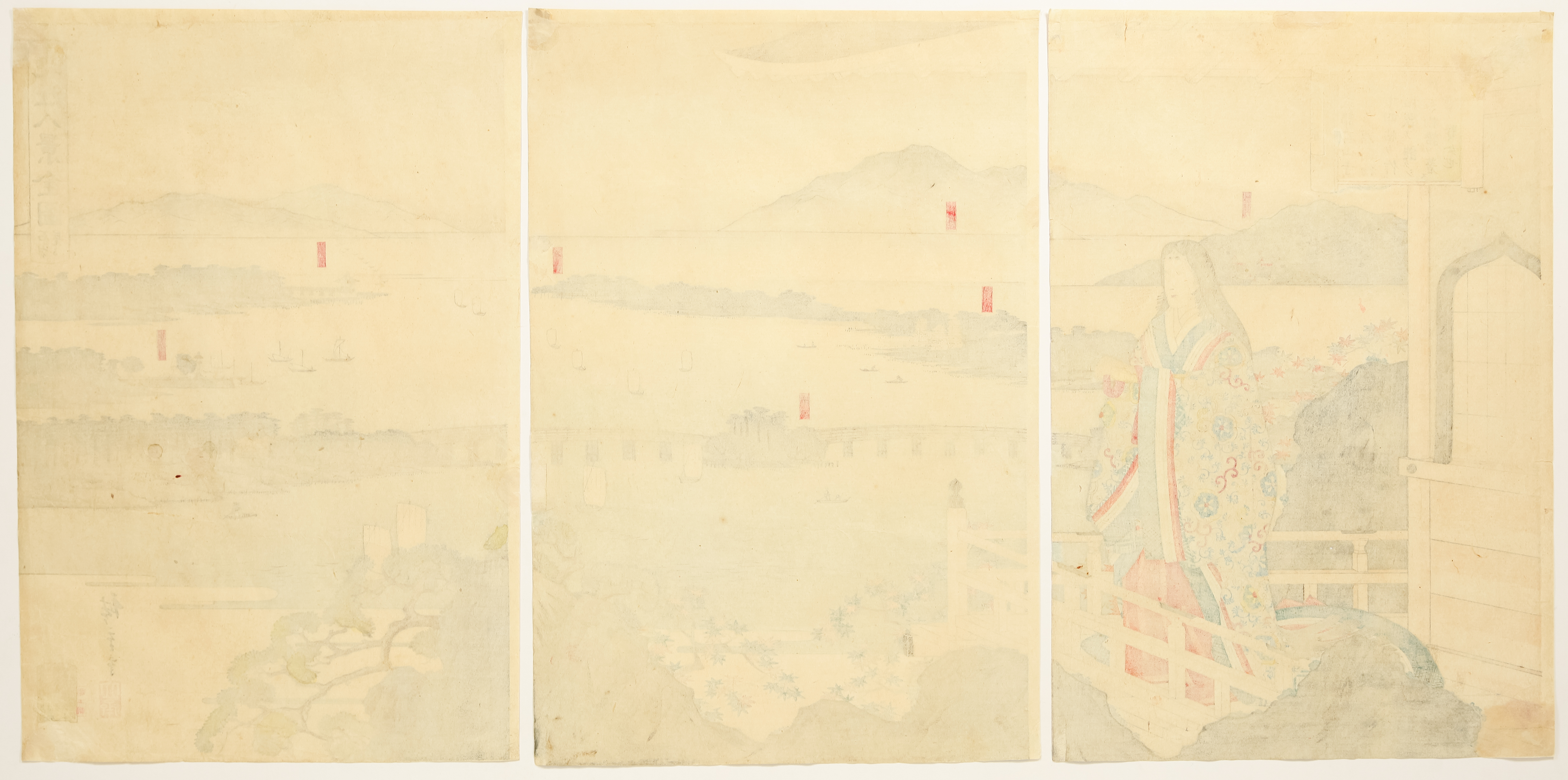 Hiroshige III, Ishiyama, Original Japanese Woodblock Print - Image 2 of 2