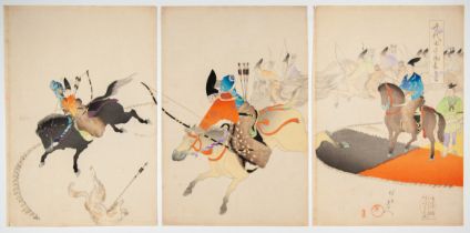 Chikanobu Yoshu, Inuoimono, Original Japanese Woodblock Print