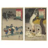 Kuniyoshi, Set of 2, Poets, Original Japanese Woodblock Print