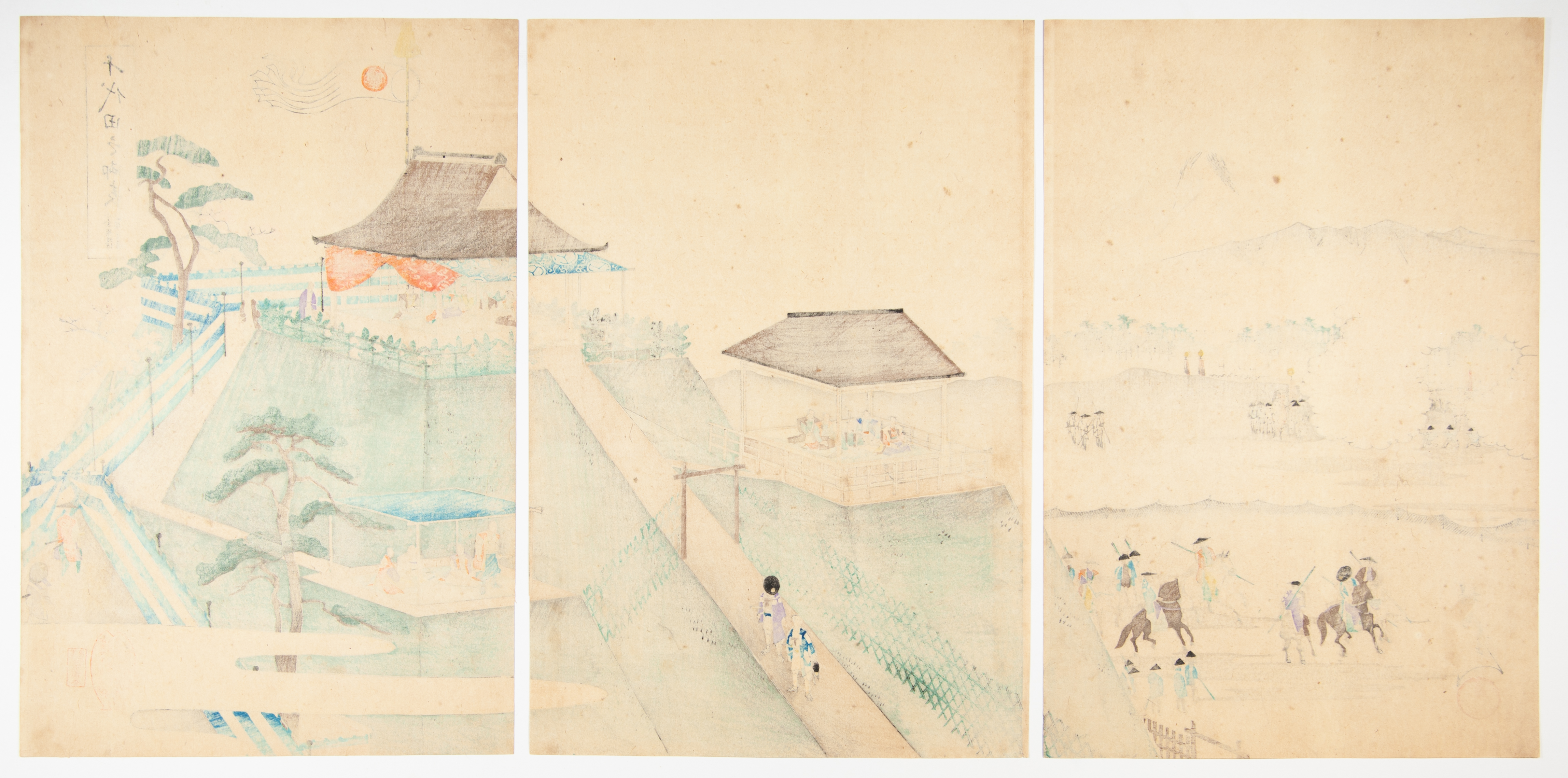 Chikanobu Yoshu, Imperial Hunting, Original Japanese Woodblock Print - Image 2 of 2