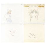 Set of 4 Original Anime Production Sketches