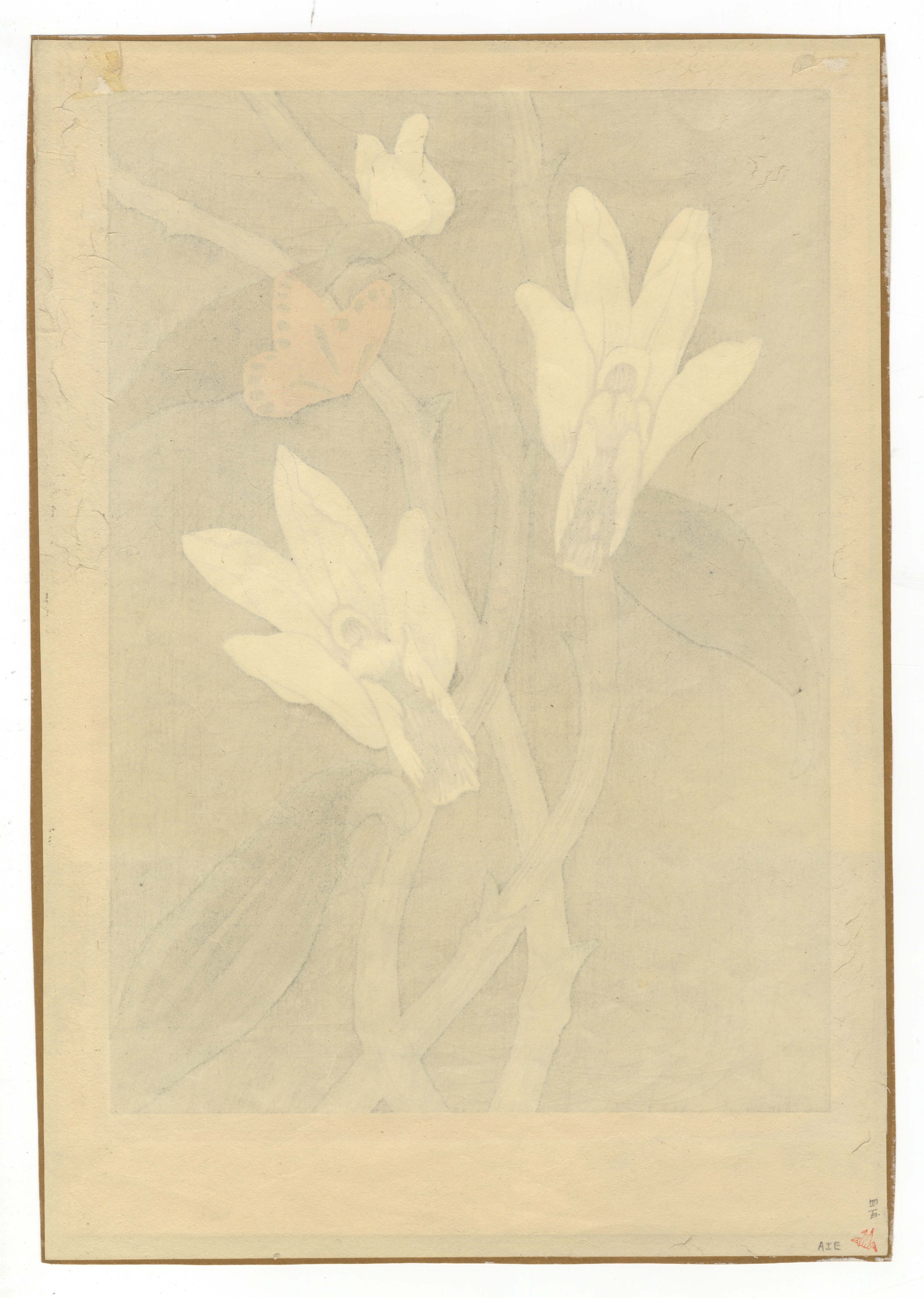 Mokuchu, Orchid, Original Japanese Woodblock Print - Image 2 of 2