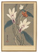 Mokuchu, Orchid, Original Japanese Woodblock Print