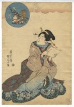 Kunisada I Utagawa, March, Beauty, Original Japanese Woodblock Print